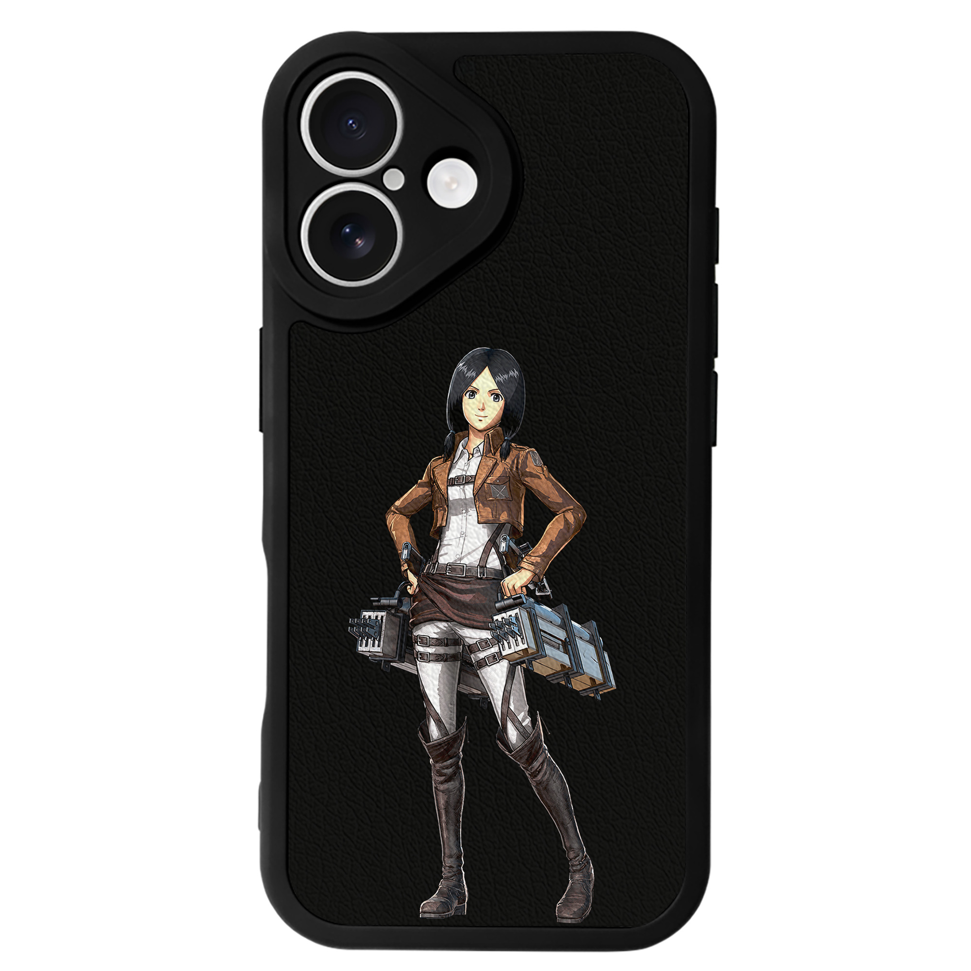 （画像用） 進撃の巨人 ミカサ·アッカーマン Attack on Titan Mikasa Ackerman 【iPhone 16シリーズ対応】シリコンスマホケース（レザー調） 材質：シリコン